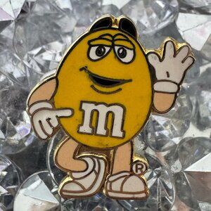 M&m’s pin enamel yellow m&ms pins Gold Brooch vintage collector fan